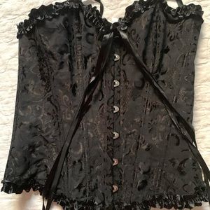 gothic style black lace/ribbon corset sz M